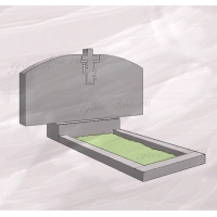Гранитный памятник горизонтальный с закругленным верхом и крестом – 085