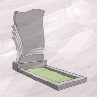 Гранитный памятник вертикальный резной с верхом в виде волны - 104