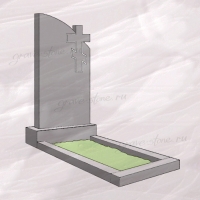 Гранитный памятник вертикальный с полукруглым верхом и шестиконечным крестом – 135