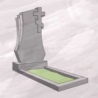 Гранитный памятник вертикальный со скошенным верхом и крестом – 149