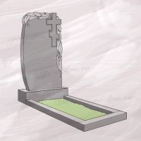 Гранитный памятник вертикальный резной с крестом и растительным орнаментом – 153