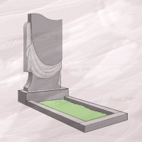 Гранитный памятник вертикальный резной с верхом в виде волны и плащаницей – 184