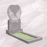 Гранитный памятник вертикальный резной с сердцем и лебедем – 199