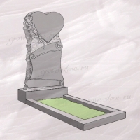 Гранитный памятник вертикальный резной с изображением сердца, роз и манускрипта – 204